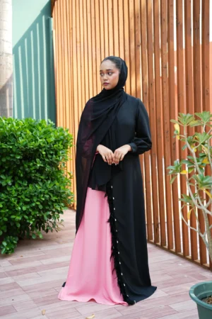 Pink & Black Designer Abaya